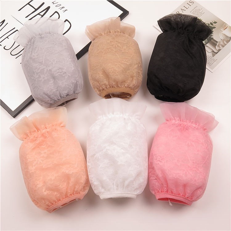 Short Lace Sleeves Lady Autumn winter Han version Double layer net yarn sleeves Down Clothing Pure color sleeve Anti-fouling protective sleeves