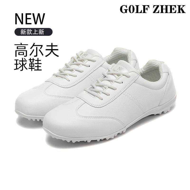 韓国風レディースゴルフシューズ、ホワイト、滑り止め、防水、ホワイトスニーカー、ガールズトレーニングシューズ