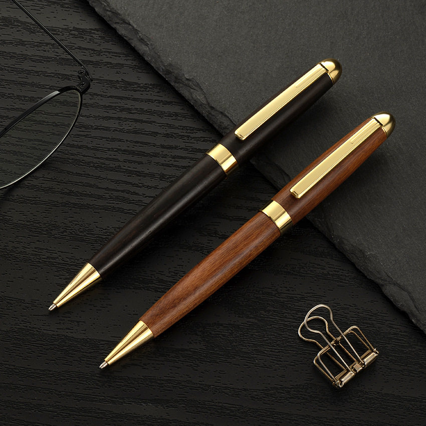 Brass sandalwood ballpoint pen portable retro rotating oil pen rosewood ebony solid wood signature pen custom to send teachers and students business gifts free engraving logo