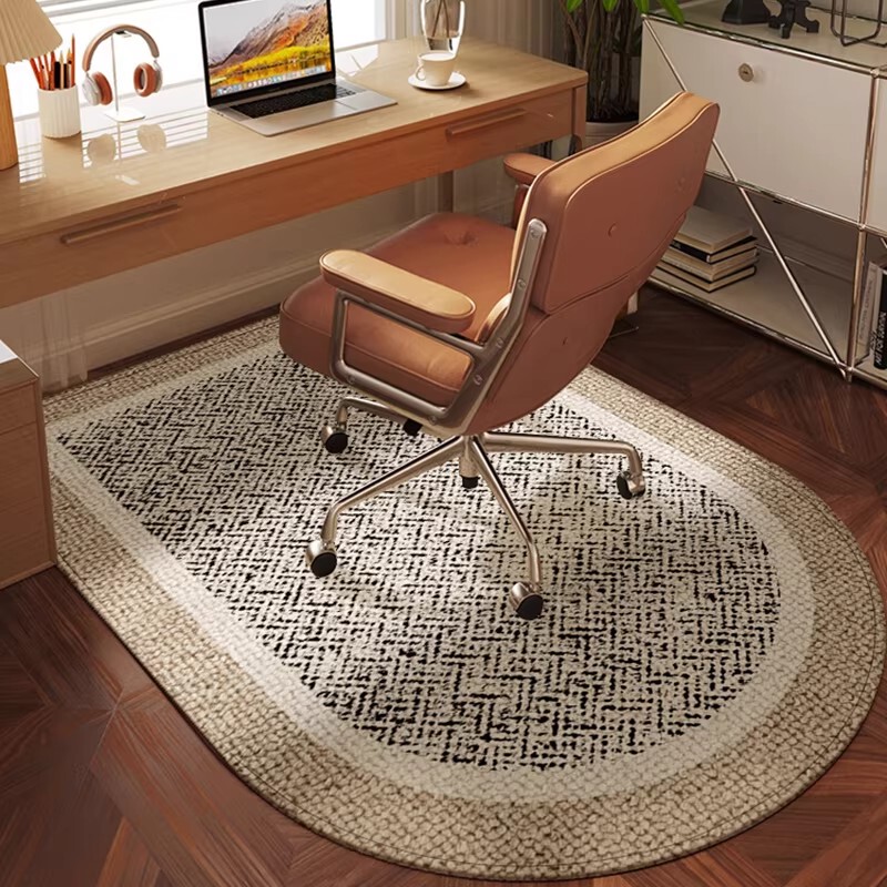 French High-End Arched Computer Chair Floor Mat, Dressing Table Foot Mat, Study Room Gaming Chair Swivel Chair, Carpet under the Desk