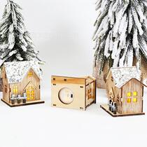 Snow View Hair House Christmas Desktop Piece Wood Light Quality Crafts Swing Christmas small decoration L wood E1D lamp decoration