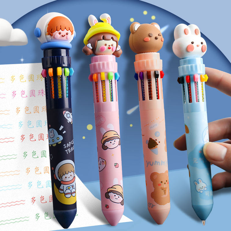 Multicolor Ball Pen Multifunction Deco PEN CARTOON CUTE ALL-IN-ONE PEN FOR NOTES SPECIAL PRESS-PRESSURE COLORED PEN MIDDLE OIL PEN IN PEN BLUE BLACK RED STUDENT FOUR COLOR PEN OIL PEN