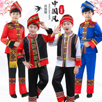 Childrens ethnic minority clothing Guangxi Zhuang March Three acting out of suit boys girl Miao ethnic Yi performing clothing