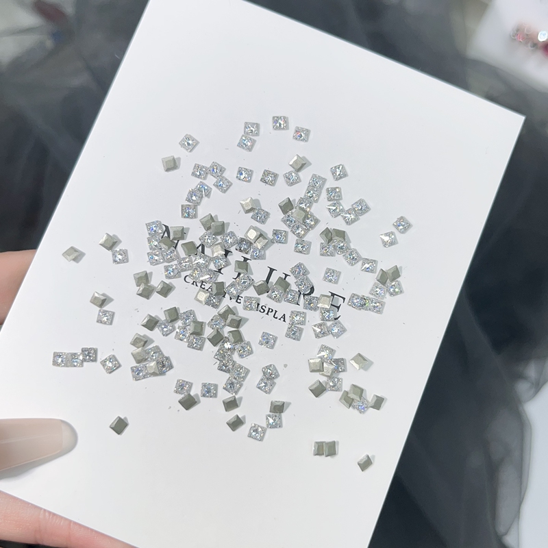 3*3mm Square Flat-Bottom 5A Zircon Super Shiny and Bright Fingertip Diamond Decoration, Multi-Faceted Nail Art Diamond Accessory