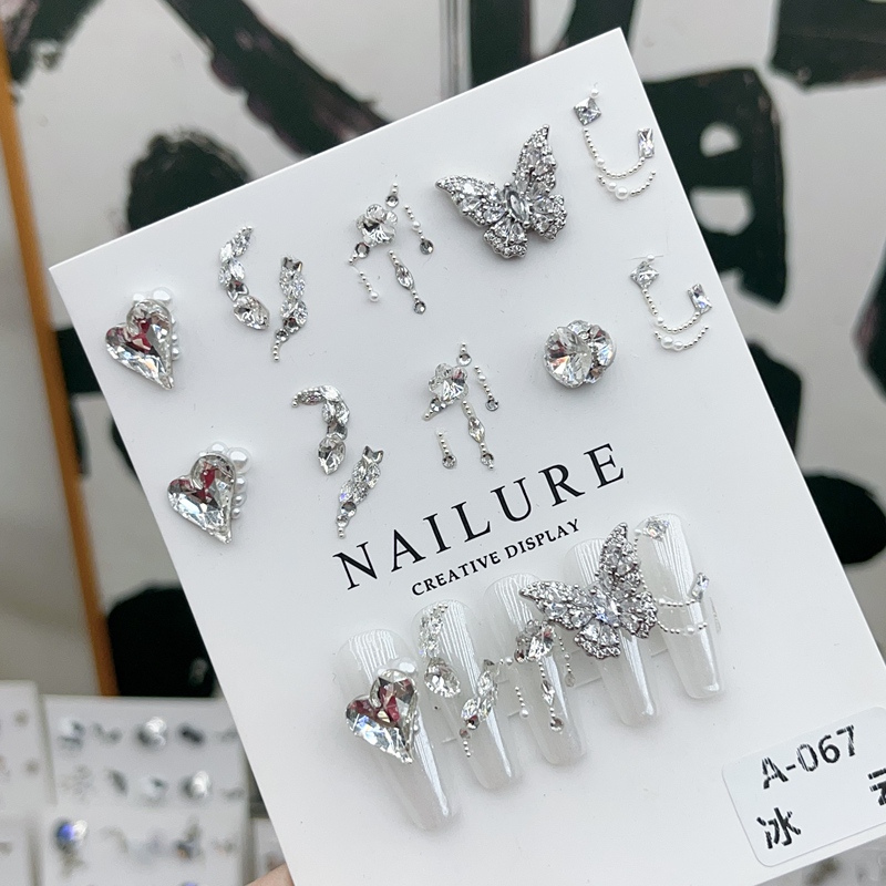 【Bingyun】Nail Art Accessories Material Kit New Year of the Snake Super Shiny Copper Inlaid Zircon Butterfly Zircon Nail Combination Diamond Kit