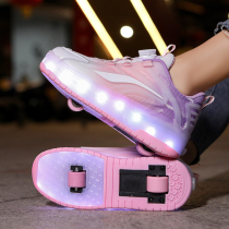 Childrens Heelys shoes for girls summer flashing roller skates for boys walkable and skateable shoes automatic shrinking hidden skates