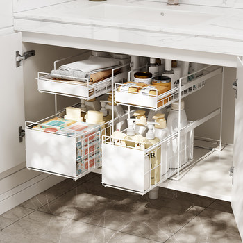 Senhua | lower sink pull-out shelf | kitchen cabinets without punching and layered storage basket cleaning supplies tools
