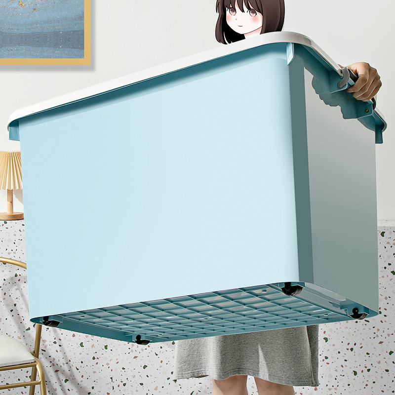 Special size plastic containing box clothes containing household clothing finishing case moving thickened storage box pulley-Taobao