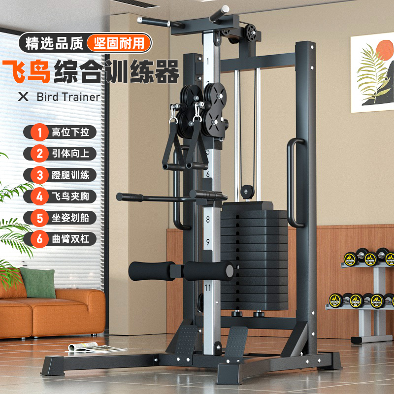 Single-Sided Bird-Eye Exercise Machine, High Pull-Down Back Trainer, Pull-Up Bar, Power Rack, Dual-Wheel Strength Fitness Equipment