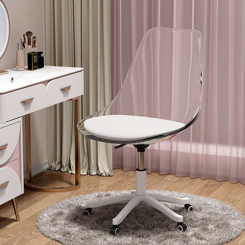 Computer chair comfortable transparent acrylic chair rotatable liftable bedroom makeup chair backrest light luxury dressing chair