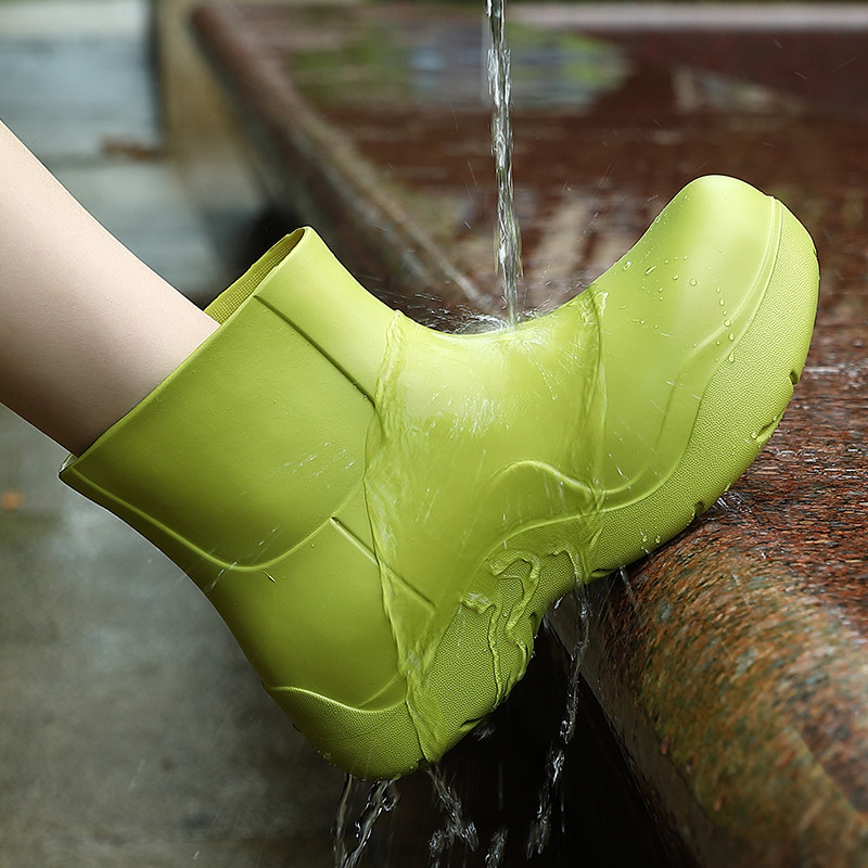 Fashion Rain Shoes Women Summer Thick Bottom Rubber Shoes Waterproof Non-slip Net Red Water Shoes Water Boots Light Rain Boots Kitchen Shoes Outwear