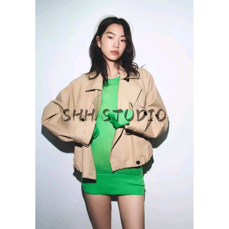 Za Original 26 Spring/Summer Women's Double-Breasted Long-Sleeve Lapel Puff-Effect Short Trench Coat 4749869
