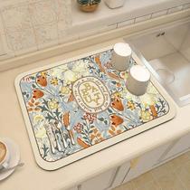 Kitchen countertop drain pad diatom mud absorbent pad desktop tableware drying pad coaster disposable tea table bar mat