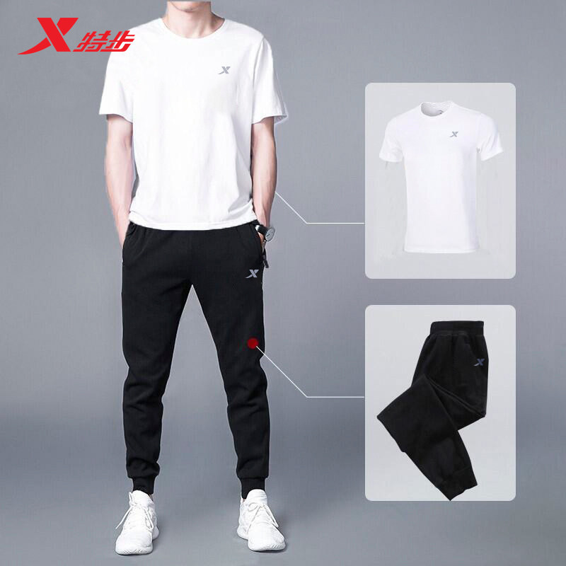 Special Step Sports Suit Men Casual 2022 Summer New Two Sets Quick Dry Short Sleeves Fashion Knitted Trousers Men