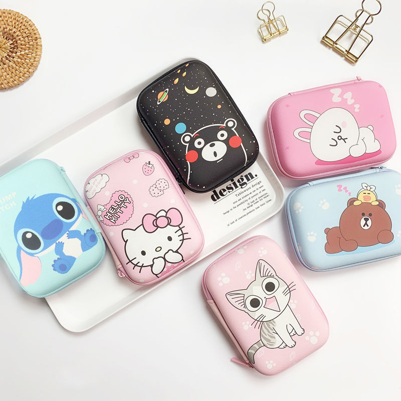 Data Cable Charger Storage Box, Earphone Cable Storage Bag, Cartoon Cute Portable Bag, Mini Camera Organizer Box