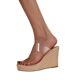 2022 Summer New Style British Style Wedge Heel Transparent One-Strap Casual Sandals Round Toe Large Size High Heel Slippers