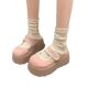Korean Style Slippers, New Genuine Leather Women's Shoes, Velcro Thick-Soled Height-Increasing Mary Jane Shoes, Retro Velcro Shoes, Trendy Women's Shoes