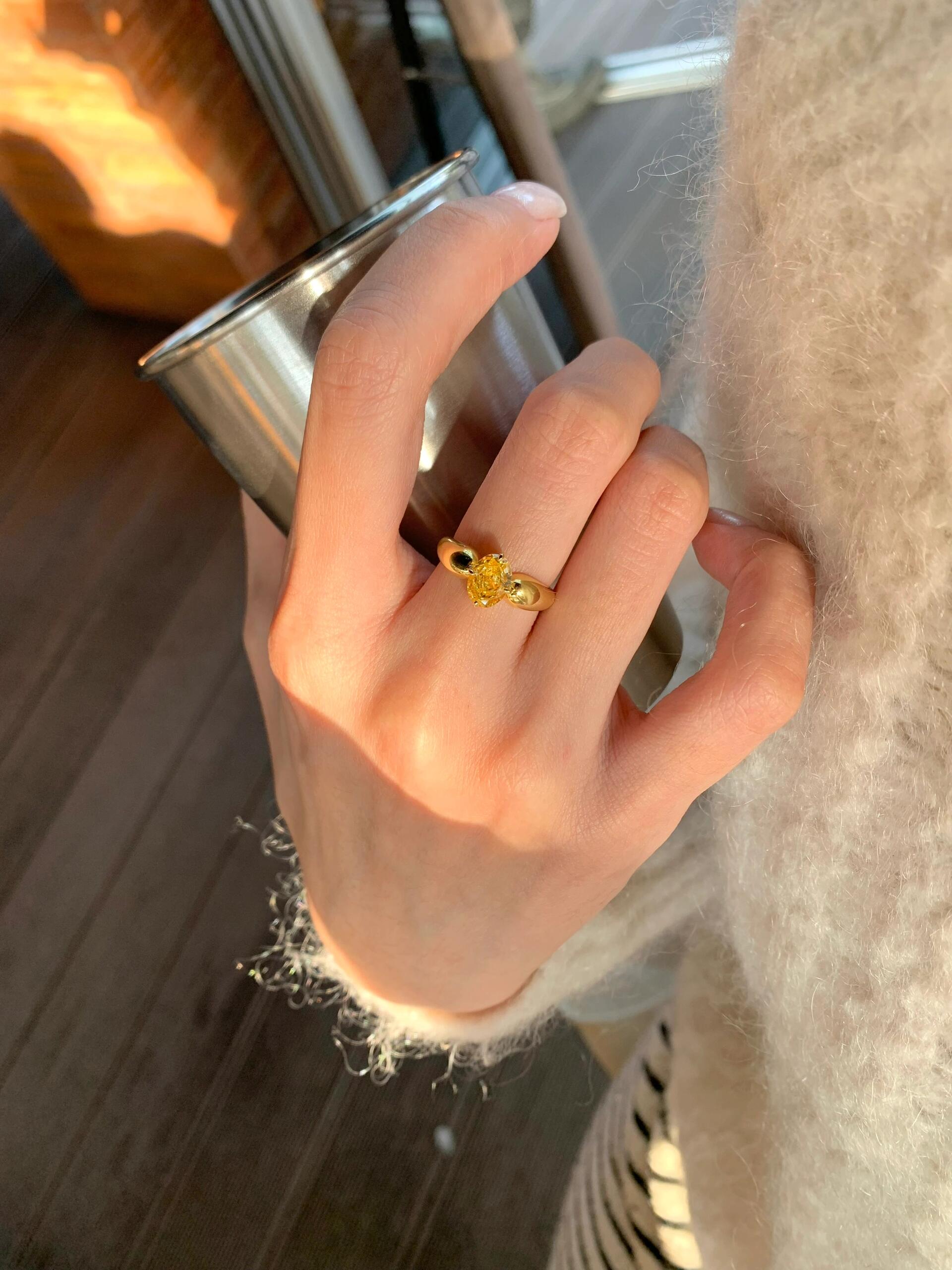 Close-up view of the ring