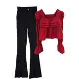 Комплект, модный фонарь, рубашка, большой размер, осенний, коллекция 2022, подходит для полных девушек, в западном стиле