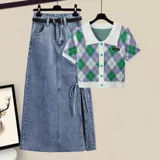 Летнее костюм большой зрелый стиль 2024 Новый жир MM в стиле Гонконга Алмаз Поло кардиган