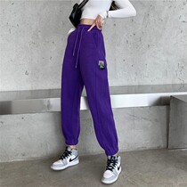 Color plus suede sweatpants Womens autumn winter thickened new 2022 loose bunches pants Lean Casual Sports Hallen