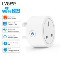 20A Tuya Smart Socket WiFi UK Plug 3pin Adapter Home Alexa