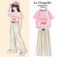 Абрикосовые шелковые штаны с бантиком, хлопковая футболка, 100% хлопок