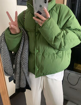 Green stand collar short down jacket for women winter Korean fashion design niche white duck down thickened warm jacket
