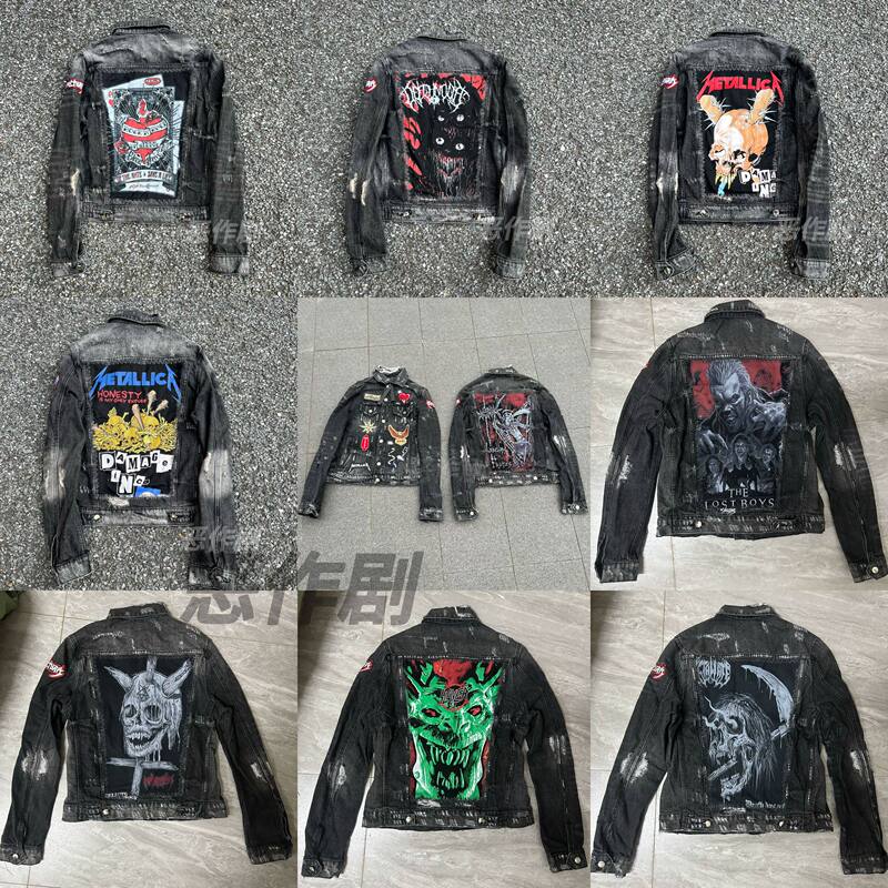 Self-Designed Black Back Denim Jacket (Different from the Commonly Seen Washed Gray Back Patch Direct-Print High Street Jacket) Self-Designed Black Back Denim Jacket (Different from the Commonly Seen Washed Gray Back Patch Direct-Print High Street Jacket)