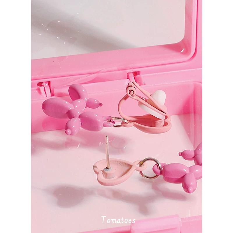 Fuchsia cute earrings, ear clips, accessory, no pierced ears