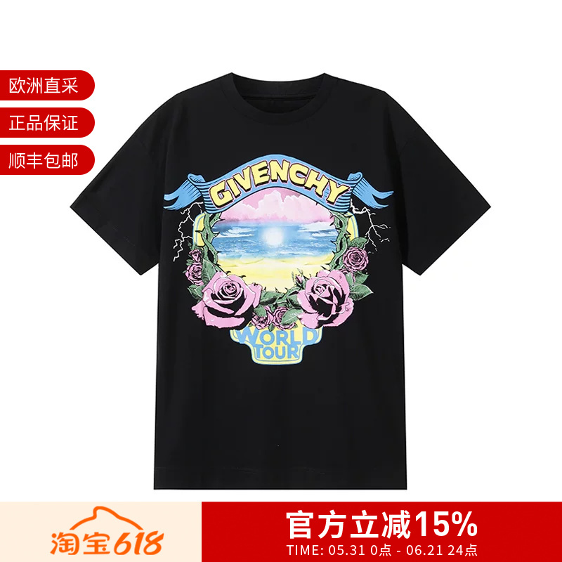 Givenchy Men's Cotton Loose-Fitting Round Neck Short-Sleeved T-Shirt Bm71Ja3Yj7