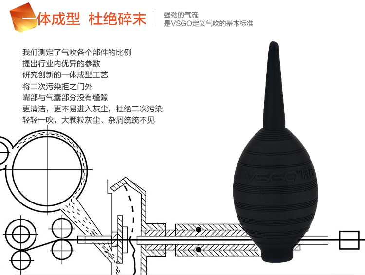 D-10.302 VSGO Weigao gắn silica sức mạnh bão thổi ống kính máy ảnh SLR làm sạch bồ hóng quạt với ống thổi áp lực cao thổi thẩm thấu qua da phụ bụi cầm tay thổi bụi bóng Nữ hoàng - Phụ kiện máy ảnh DSLR / đơn tripod chân nhện