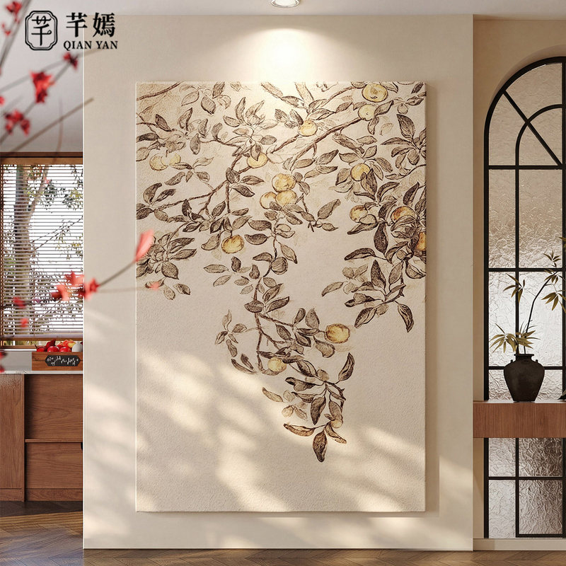 Decorative Painting for the Entrance of the House Facing the Door, Vintage-Style Foyer Texture Sandstone Painting, French-Style High-End Hallway Painting