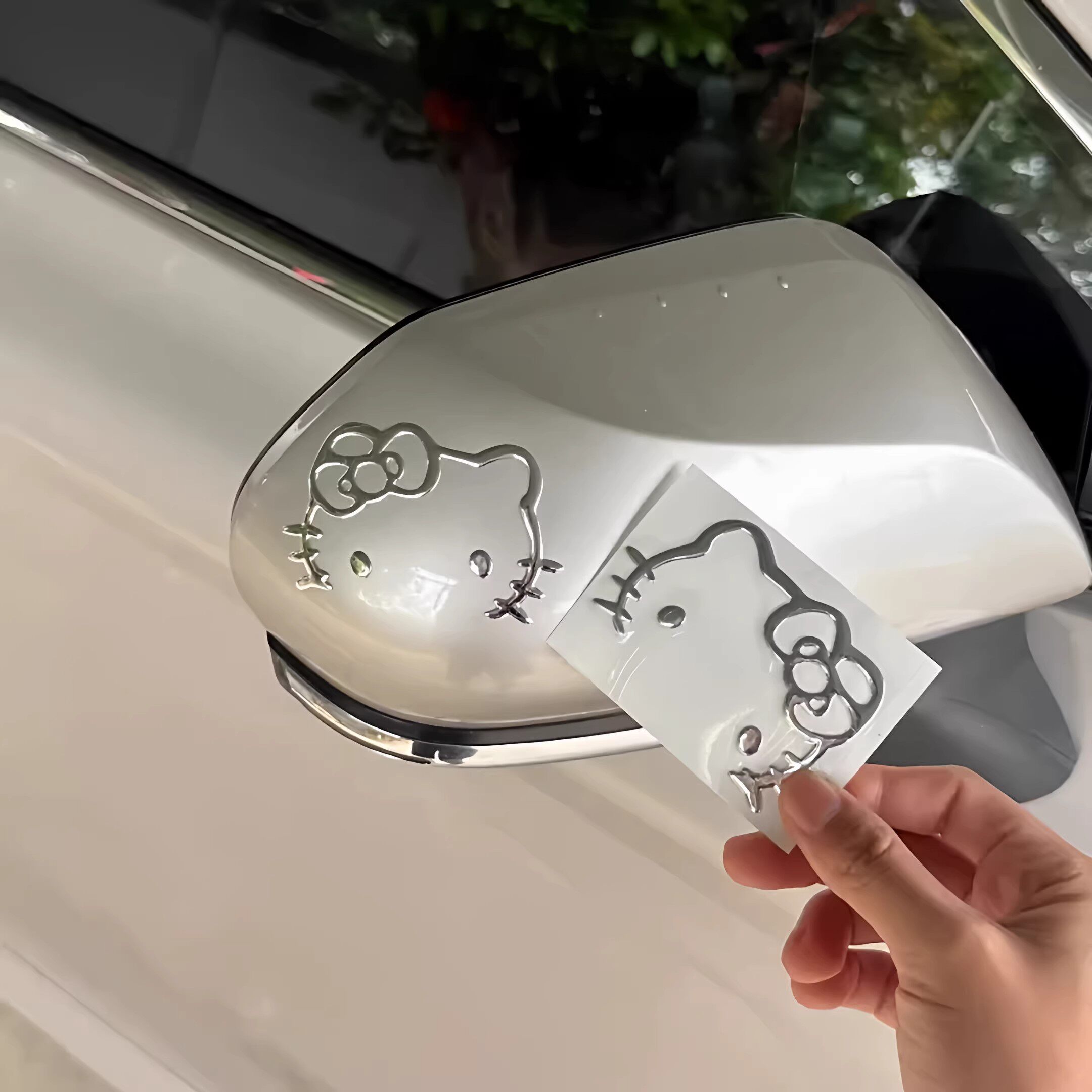 可爱汽车装饰贴纸后视镜车身贴3d立体哈喽kt车贴电动车贴卡通装饰