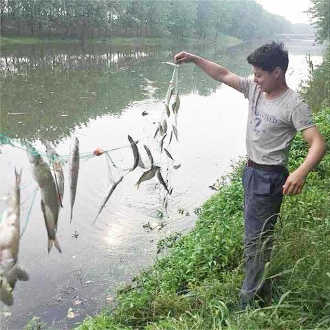 Summer green silk Three layers of fishing nets sticky net 1 5 m high to 6 m high sunk nets hanging nets fishing white crucian fish mesh silk