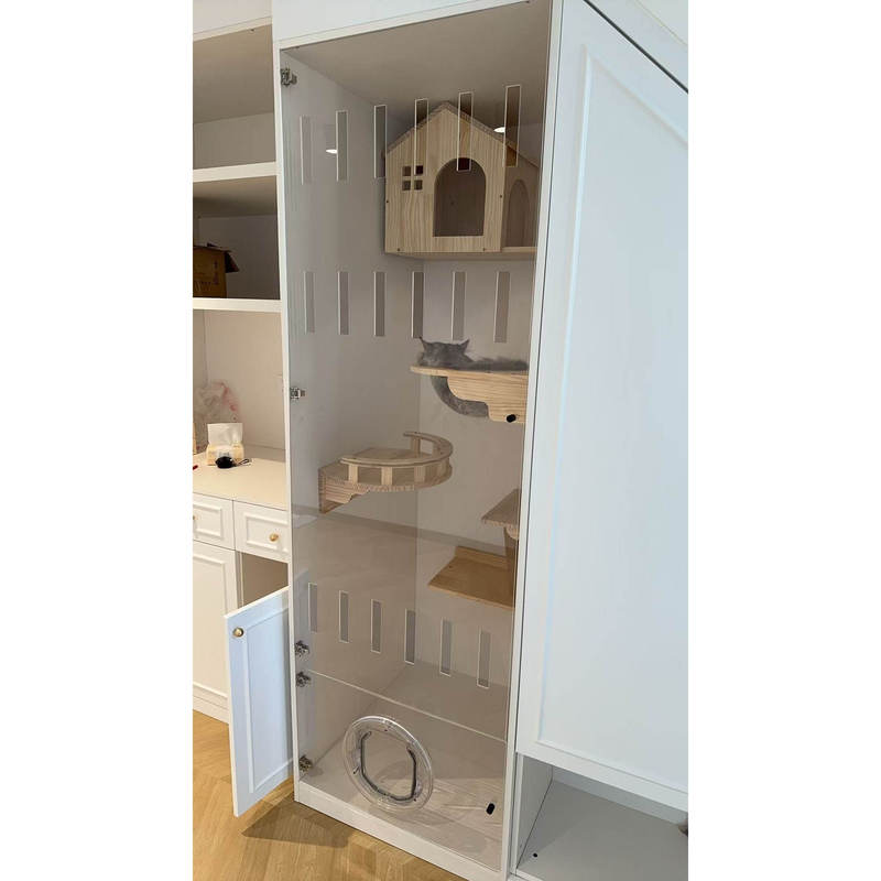Acrylic Pet Door Cabinet Door with Ventilation Holes and Lock, Can Be Customized According to Drawings for Cat Villa Doors and Dog Cabinet Doors