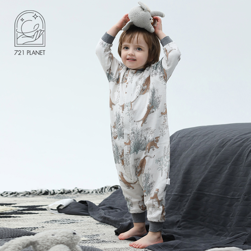 721 Planet infant sleeping bag spring and autumn bamboo cotton four-layer yarn children's split pajamas four seasons universal anti-kick quilt