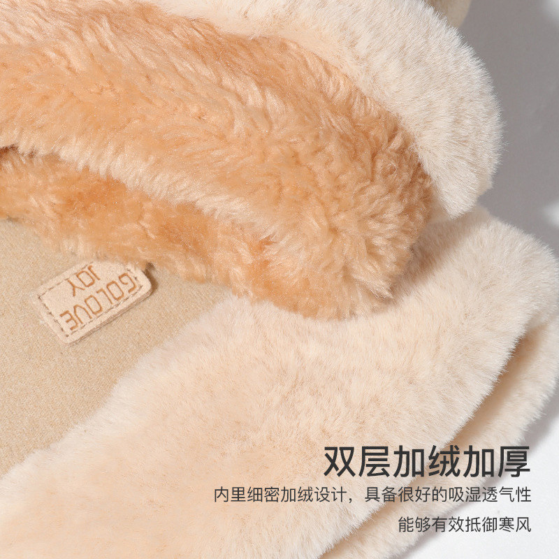 Touchscreen Gloves for Women, Winter Cycling, Cute, Fleece-Lined, Thickened, for Riding Electric Bikes, Outdoor Cold Protection, German Velvet Business Gloves