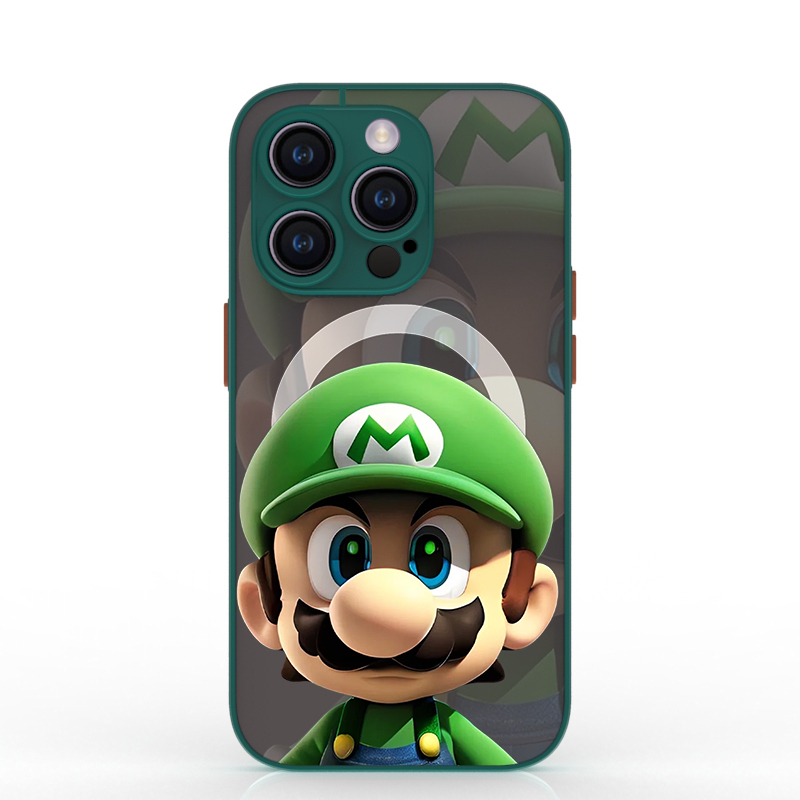 Fullerton Magsafe Magnetic Phone Case Niche Cartoon Design Won'T Bump the Case Suitable for iPhone 15 Pro Max Apple 13Mini Dark Green 16Plus Mario 14Pro Matte 12 17