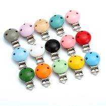 10Pcs Baby Pacifier Clips 30mm Round Wooden Dümmy Nipple Hol