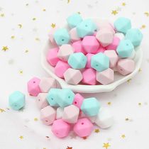 Cute-Idea 10pcs 14mm Silicone Beads Hexagon Pearl Food Grade