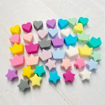 30pcs Silicone Beads Food Grade Silicone Star Heart Crown T