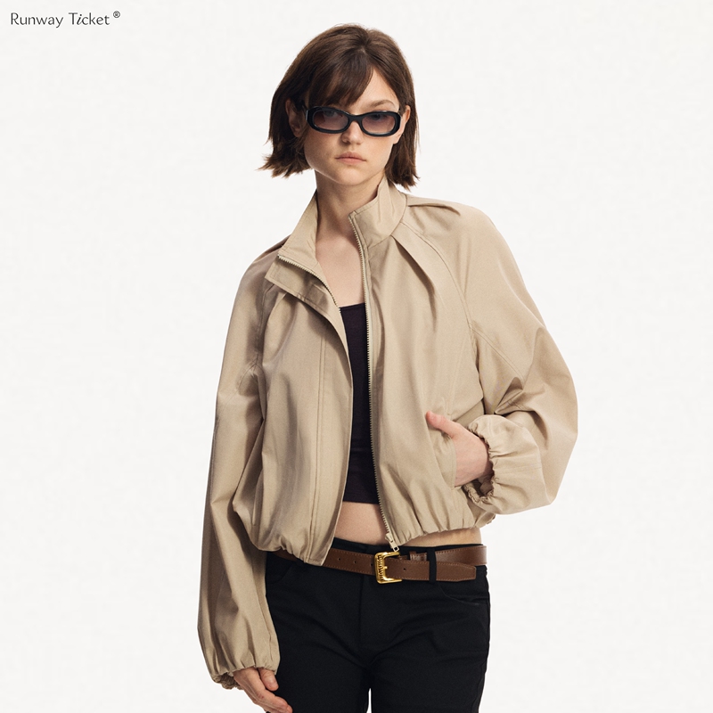 Runway Ticket Early Autumn Silk Wool Lightweight Vintage Loose Short Windbreaker Jacket