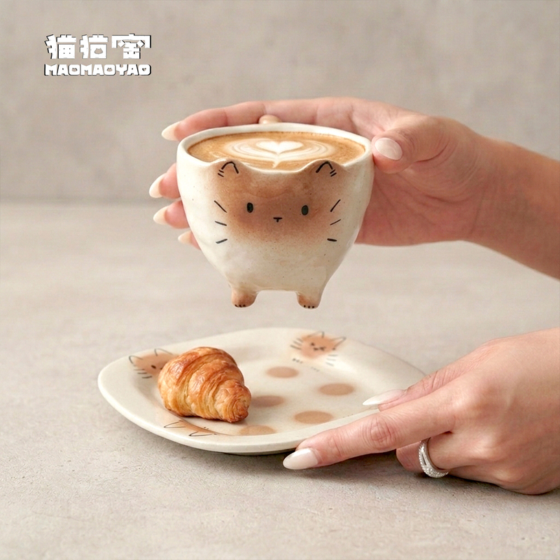Cat Kiln Jingdezhen Ceramic Cup Handmade Coffee Mug Kitten Cup Birthday Gift Meow Meow Kiln Cat Kiln Jingdezhen Ceramic Cup Handmade Coffee Mug Kitten Cup Birthday Gift Meow Meow Kiln