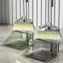 Light luxury household transparent broom and dustpan set thickened and enlarged wet and dry stainless steel pole windproof combination broom