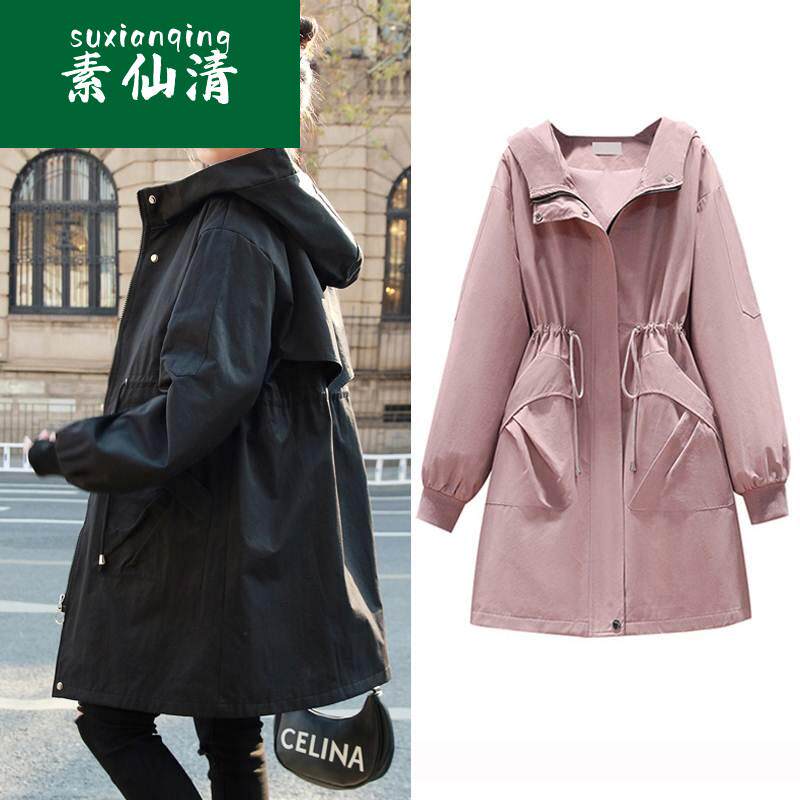 Pregnant women autumn coat cover belly autumn and winter large size maternity dress 2022 new slim hooded windbreaker spring and autumn tops