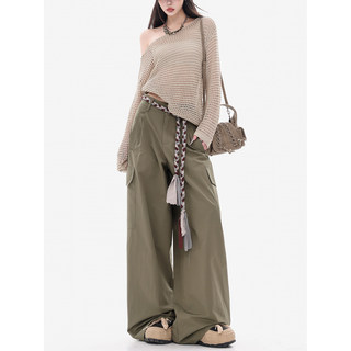 Abwear Ivy Love - Original Relaxed Fit Army Green Casual Cargo Pants for Women, Loose, Comfortable, Versatile