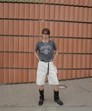 Корейский подлинный oioi1042610 хлопок 100 мужской и женский и тот же ретро -короткий топ