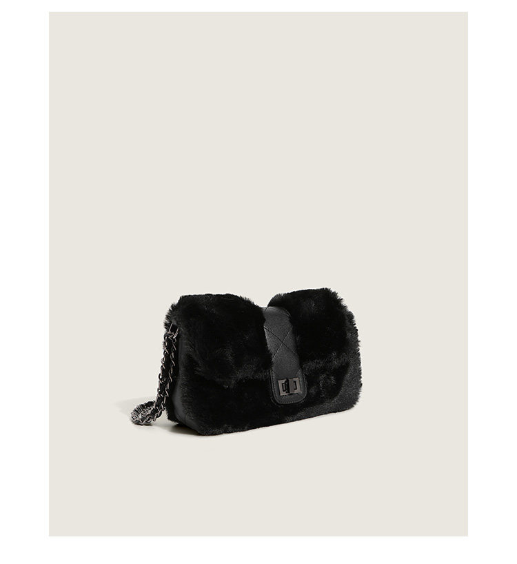 Borsa a tracolla donna in peluche con catena, pochette elegante_voghion.com