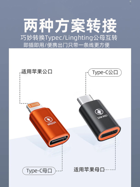 Suitable for Apple iphone to typec converter adapter data cable pd conversion connector 120W adapter tpyec to lighting connector type charging cable tpc converter